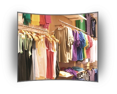 Clothes on rail in shop